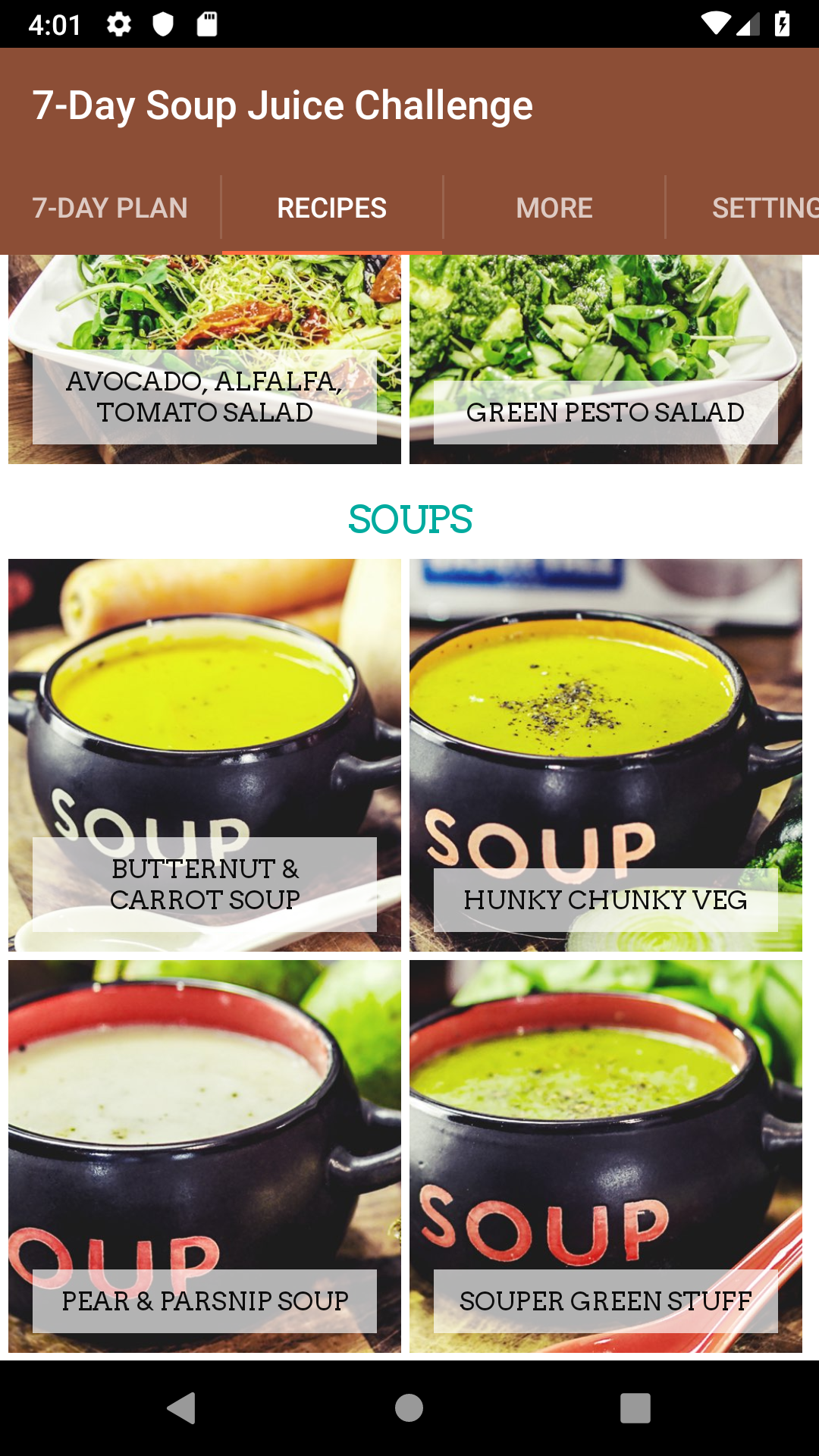 Android application Jason Vale’s Soup ‘n’ Juice Me screenshort