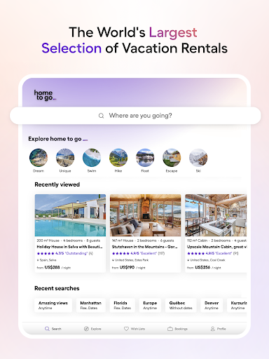 Screenshot of Vacation Rentals - HomeToGo