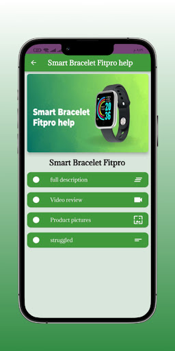 Android application Smart Bracelet Fitpro help screenshort