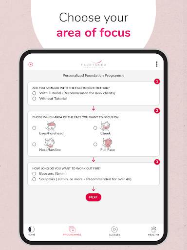 Screenshot of FaceToned Face Exercise App