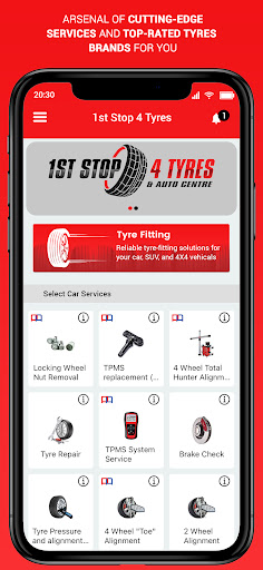 Android application 1st Stop 4 Tyres screenshort