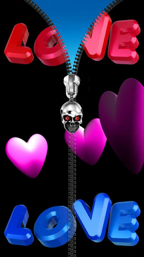 Love lock screen. Zipper.
