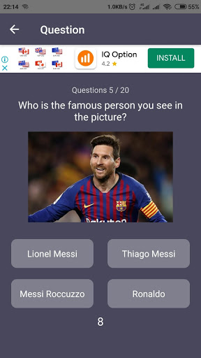 Quiz App Celebrities Screen 2