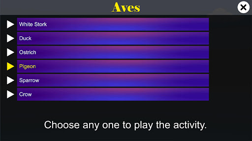 Android application Diversity in Living: Aves screenshort