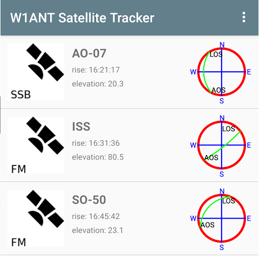 Android application W1ANT Satellite Tracker screenshort