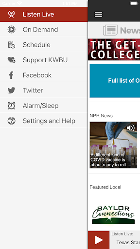 KWBU Public Radio App Screen 3