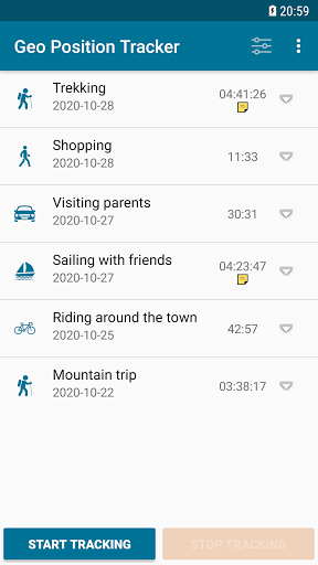 Android application Geo Position Tracker screenshort