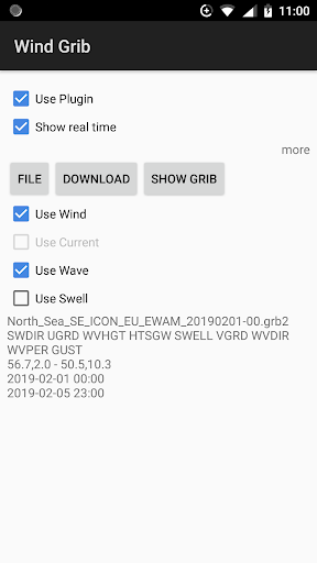 Android application AFTrack Grib plugin screenshort