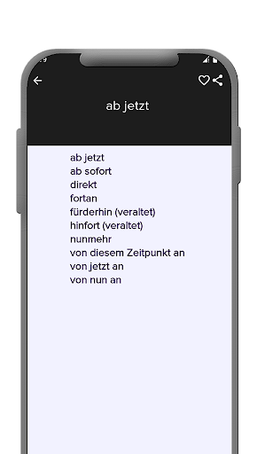 German Synonyms Dictionary Screen 2