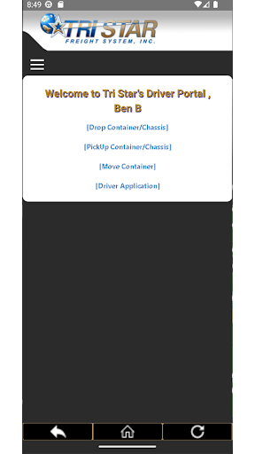 Android application TriStar Driver Portal screenshort
