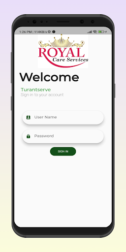Android application Royal Care Services Delivery screenshort