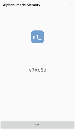 Android application Alphanumeric Memory screenshort
