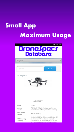 Drone Spec Database Screen 2