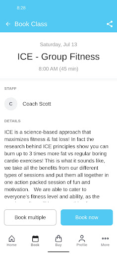 Transform Fitness Booking APP Screen 3