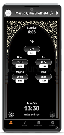 Android application Masjid Quba Sheffield screenshort