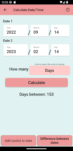 Android application Date Time Calculator screenshort