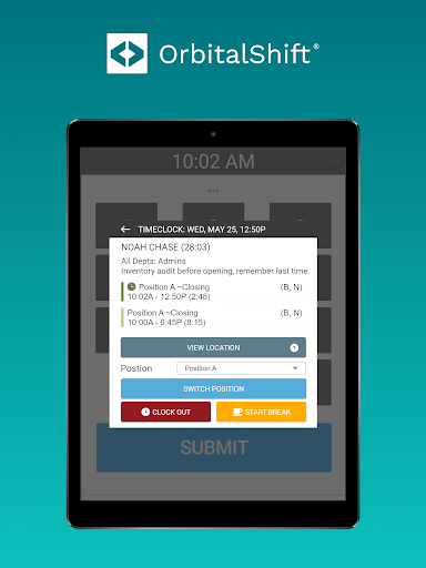 Android application OrbitalShift Punch Clock Kiosk screenshort