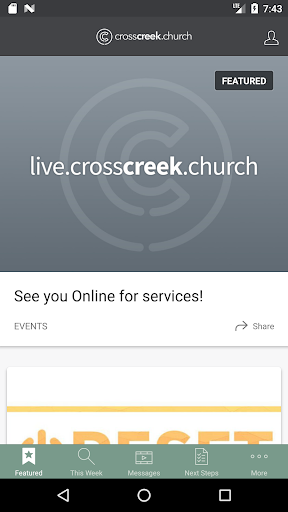Android application crosscreek.church screenshort