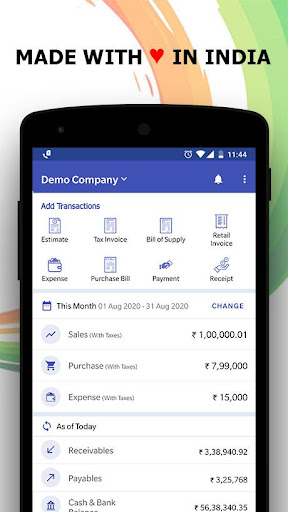 Android application Zybra GST Billing & Accounting screenshort