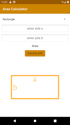 Android application Area Calculator screenshort