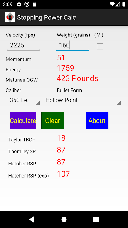 Stopping Power Calculator - 11.0 - (Android)