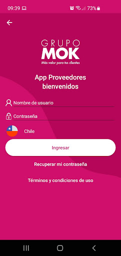 Android application MOK Proveedores screenshort