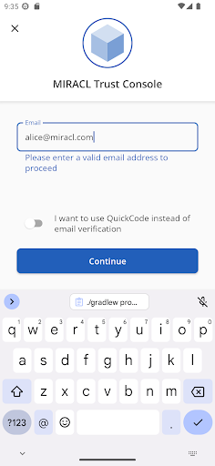 Android application MIRACL Trust Integration screenshort