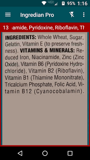 Android application Ingredian Pro: Food Scanner screenshort