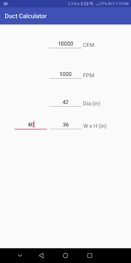 Android application Duct Calculator screenshort