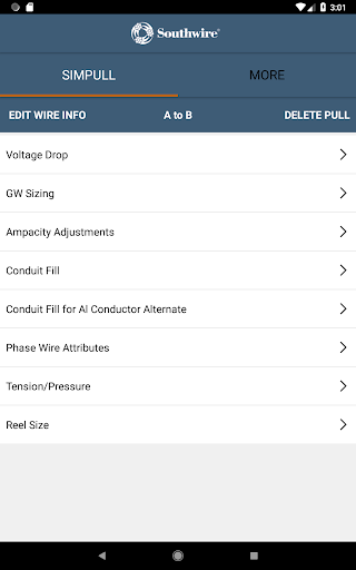 Screenshot of SIMpull 600V Calculator