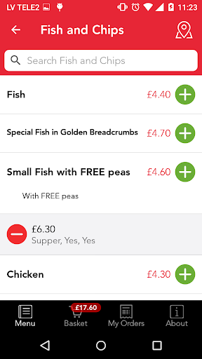 De Niros Ordering App Screen 3