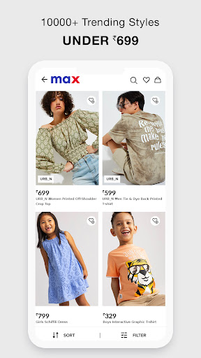 Android application Max Fashion India screenshort