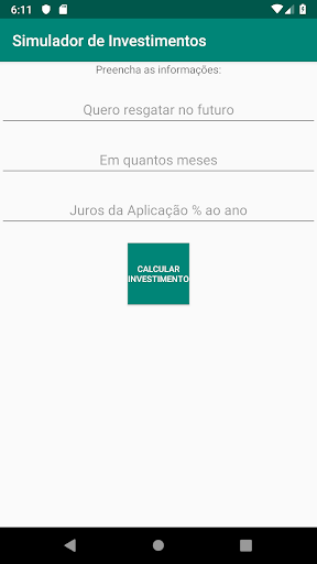 Android application Simulador de Investimentos screenshort