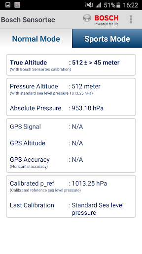 Android application Altitude Reader screenshort