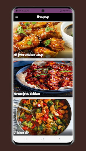Android application fried chicken screenshort