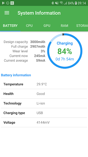 Android application Battery Wear Level: Measuring screenshort