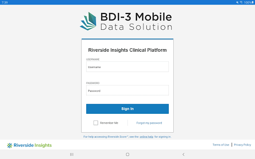 Android application BDI-3 Mobile Data Solution screenshort
