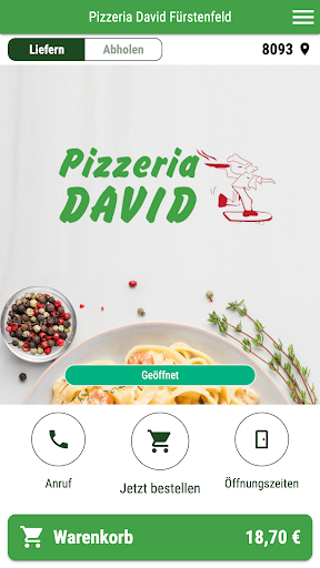 Android application Pizzeria David Fürstenfeld screenshort