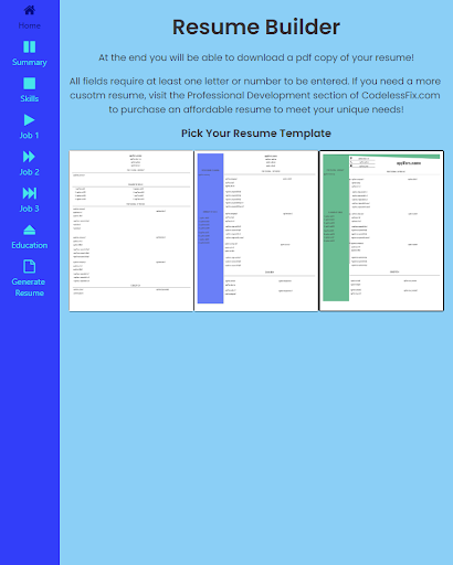 Android application Resume Builder screenshort