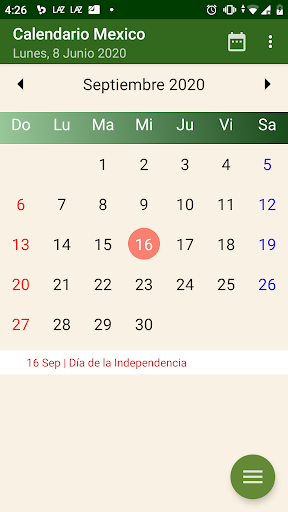 Calendario Mexico - festivos 2