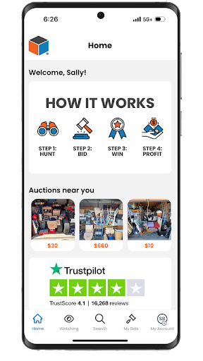 Android application StorageTreasures Auction App screenshort