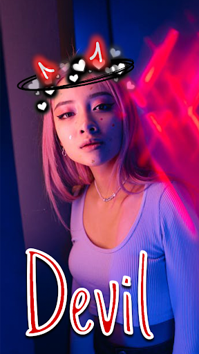 Neon Devil Horn Photo Editor - Shining Stickers