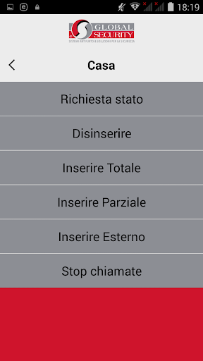 Global Security Allarme Screen 2