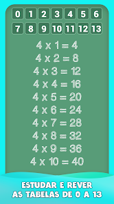 Quiz Matemática 4 - Tabuada - Nível Médio - 20 Contas 