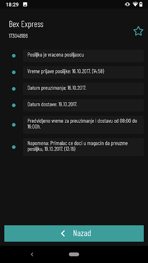 Status paketa Screen 3