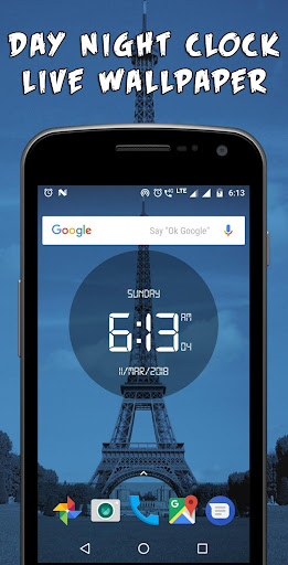 Android application Day night auto change clock screenshort
