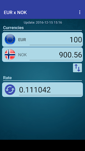 Android application Euro x Norwegian Krone screenshort