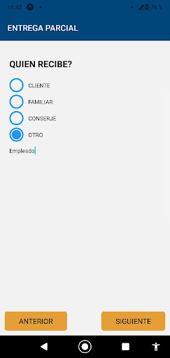 Android application Gestion Ultima Milla screenshort