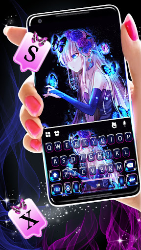 Neon Butterfly Girl Keyboard B Screen 2