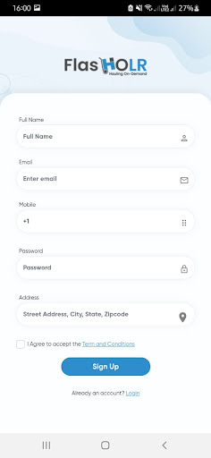 Android application FlasHOLR DRIVER screenshort